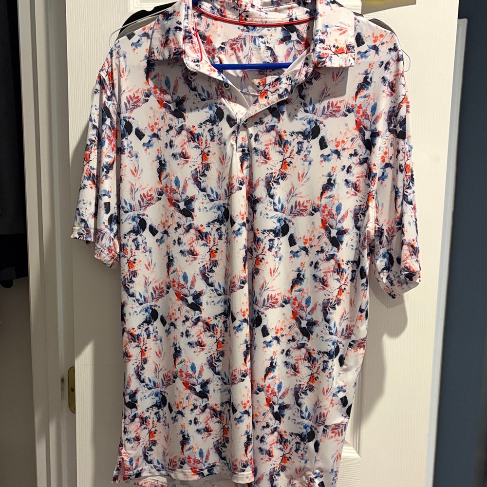 Golf Polo Floral Print Men's Shirt